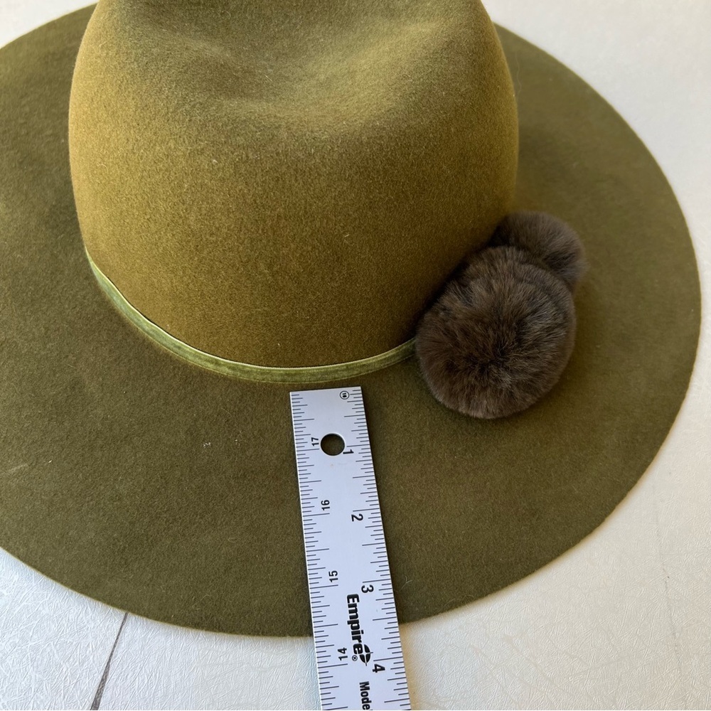 Live & Ique Elegant Olive Green 100% Wool Wide Brim Hat - Picture 3 of 6